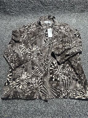 NWT Zenergy Juniors Women’s Lightweight Black & Cream Printed Blazer Jacket